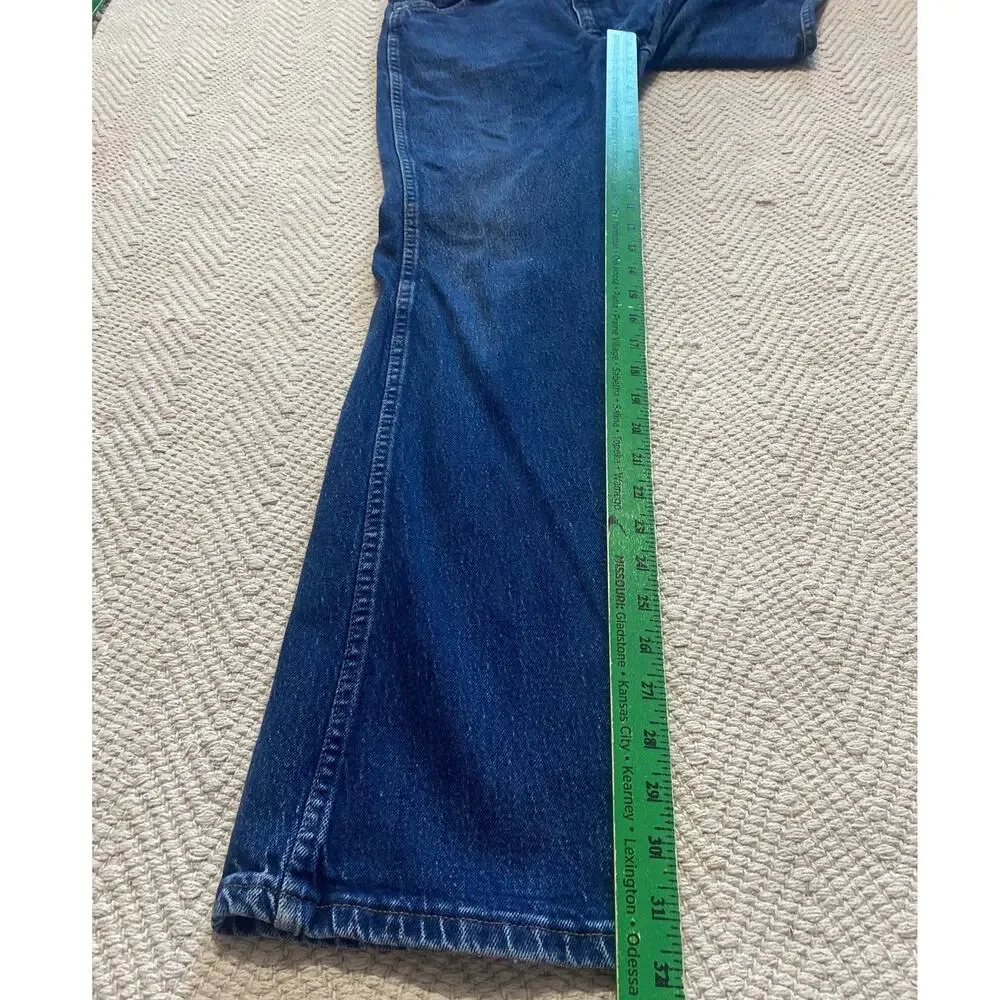 Vintage Wrangler 937STR Slim Fit Straight Leg Blue Denim Jeans Mens 33x32